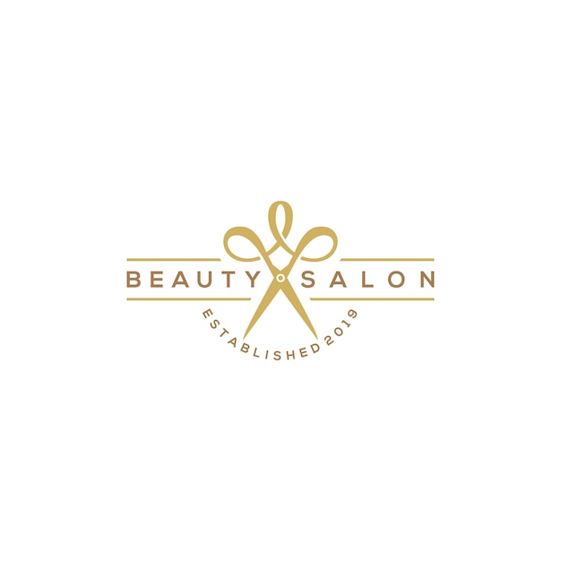 Beauty-haircut-salon-logo mit einer schere