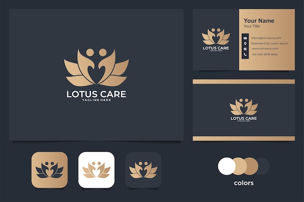 Beauty lotus care logo und visitenkarte. gute verwendung für medizinisches und spa-logo