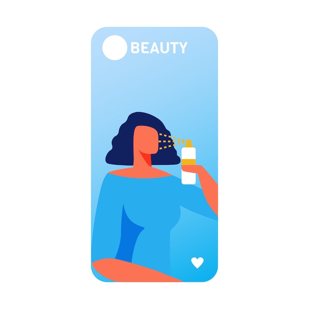 Beauty mobile banner mit frau mit nano spray