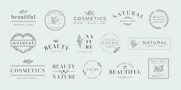 Beauty-produktetikett naturkosmetik-tag mit floralen ornamenten elegante spa- und pflegeetiketten marketing-design-vektor-set