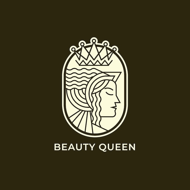 Beauty queen line art logo design