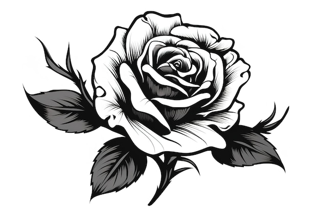 Beauty rose outline art tätowierungsdesignelement
