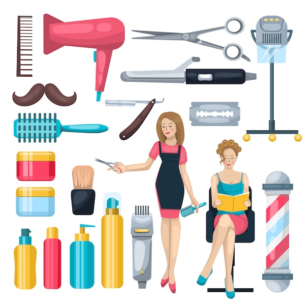 Beauty salon elements set