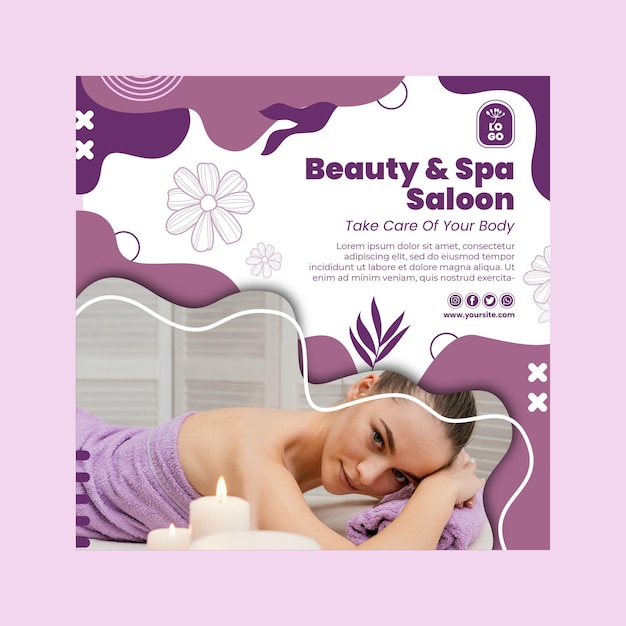 Vektor beauty salon und spa quadratische flyer vorlage