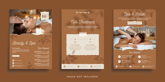 Beauty Spa Salon Flyer Vorlage mit zerrissenem Papier