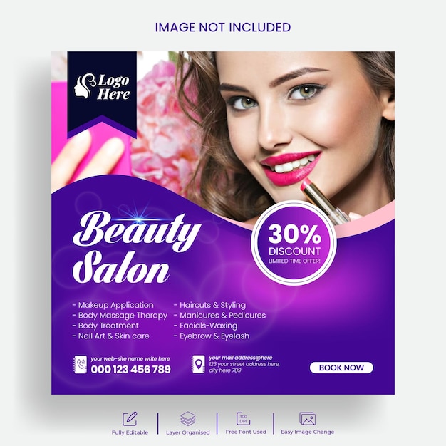 Beauty-spa-salon-instagram-beitrag und social-media-beitrag oder web-banner-vorlagendesign