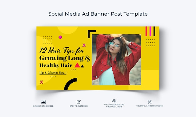 Beauty-Tipps Social Media Facebook-Werbebanner Beitragsvorlage Premium-Vektor