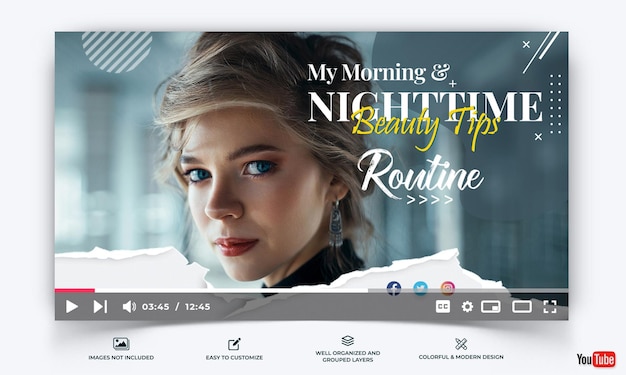 Beauty-tipps youtube thumbnail template vector premium