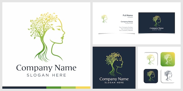 Vektor beauty tree woman face logo-design