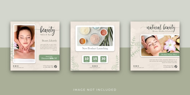 Beauty und Spa Social Media Instagram Post Template mit Produkteinführung