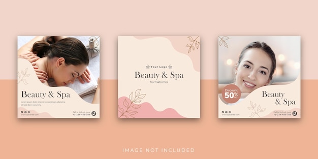 Beauty und spa social media instagram post vorlage flüssiger hintergrund