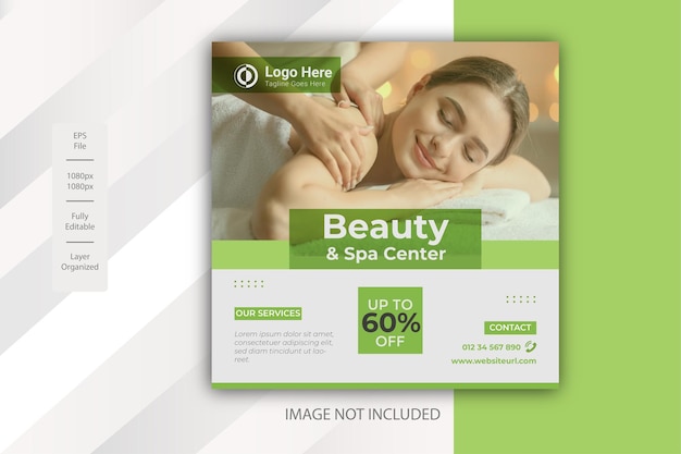 Beauty- und spa-social-media-promotion-banner premium-design-vorlagenvektor