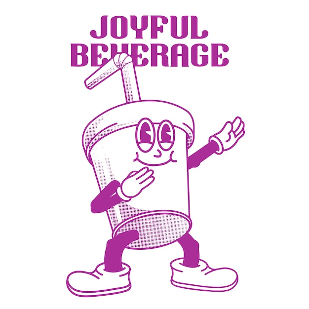 Becher-Charakter-Design mit Slogan Fröhliches Getränk