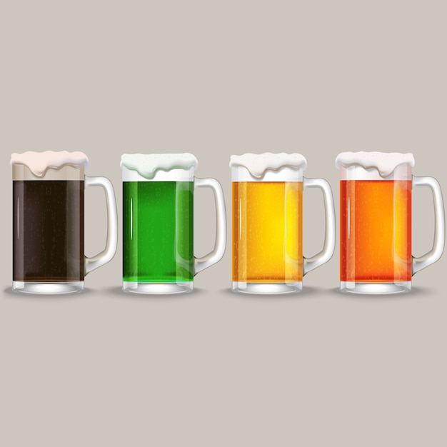 Becher vier unterschiedliches bier.