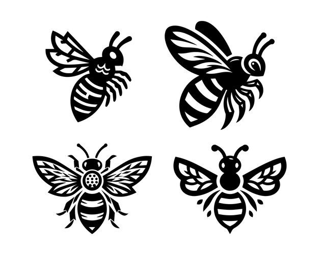 Vektor bee silhouette vector icon graphic logo design