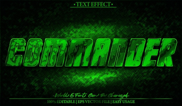 Befehlshaber Vector Text-Effekt bearbeitbar Alphabet Grün Armeuniform Tarnung