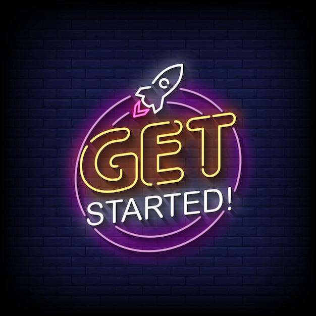 Beginnen sie mit neon signs style text vector