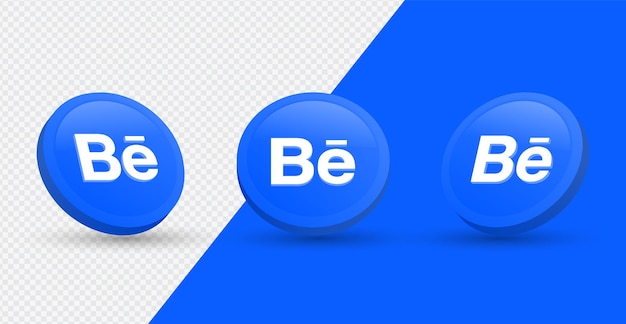 Behance-logo-symbol im modernen 3d-rendering-kreis für social-media-symbole oder netzwerklogos