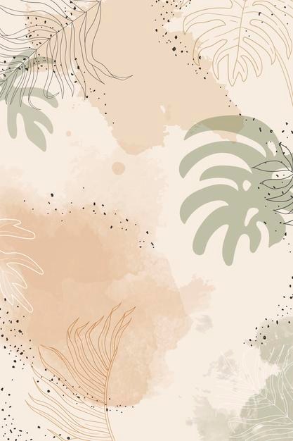 Beige belaubter Aquarellhintergrundvektor