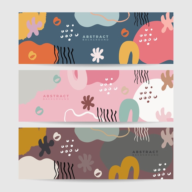 Beige Erdton Boho floral handgezeichnet minimal organisches farbenfrohes Design Banner Hintergrund Strichzeichnungen Blumen und botanische Blätter organische Formen Vektorhintergrund für Poster-Web und Verpackung