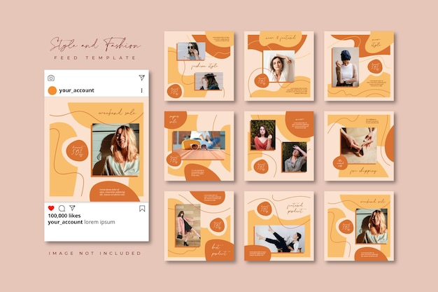beige Frühling Mode Verkauf Social Media Puzzle Feed Vorlage