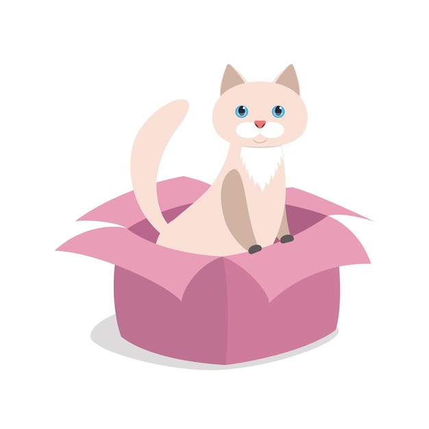 Beige Katze sieht aus der Box-Vektor-Illustration