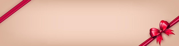 Beige Panorama-Banner-Header mit rosa realistischer 3D-Bogen und leerem Raum für Text