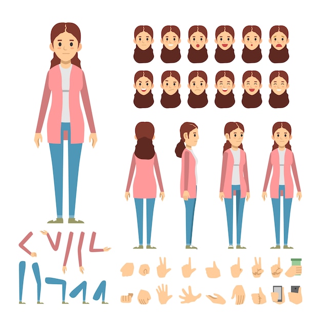 Beiläufige Mädchenmode-Vektorillustration