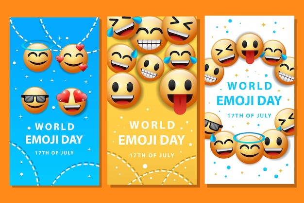 Beitragsvorlage für Social-Media-Geschichten zum Welt-Emoji-Tag mit Farbverlauf