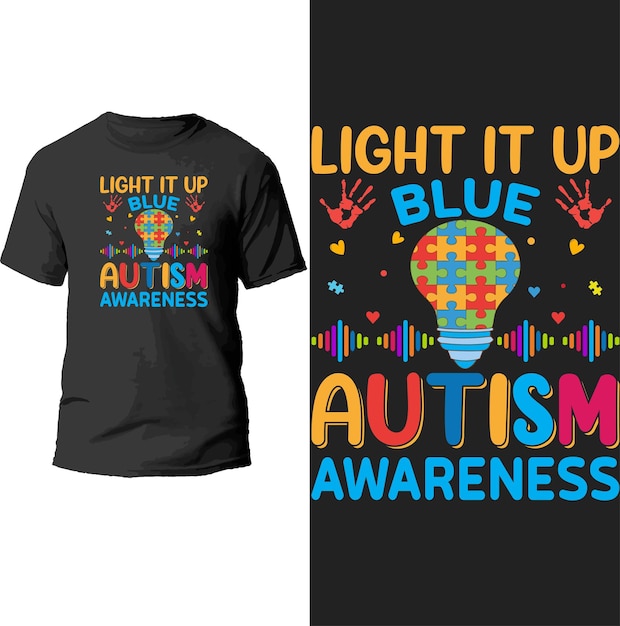 Vektor beleuchten sie es blaues autismusbewusstseins-t-shirt design.