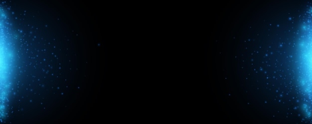 Beleuchtung mit leuchtenden blauen lichtern magischer staub auf schwarzem hintergrund für ihr cover oder banner vektorillustration