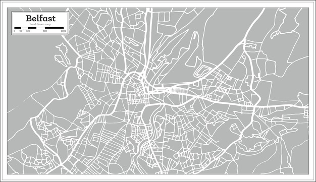 Belfast irland stadtplan im retro-stil. übersichtskarte. vektor-illustration.