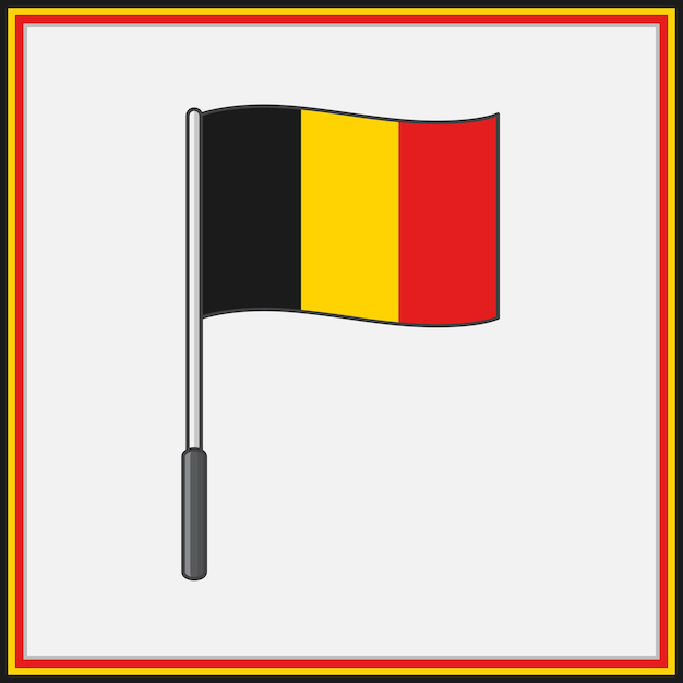 Belgien-Flaggen-Karikatur-Vektor-Illustration Flagge Belgiens flache Symbolumrisse