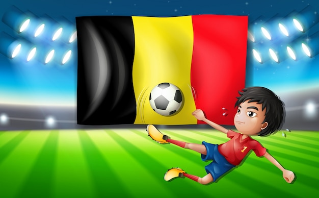 Belgien-fußballspieler, der einen ball tritt