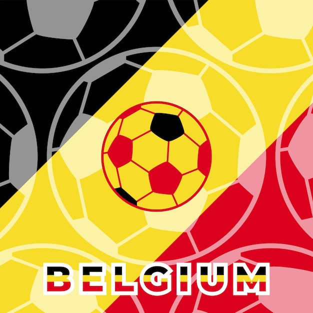 Vektor belgien-team-flaggen-fußball-wm-logo mit belgien-flaggenvektorillustration und -textbelgien