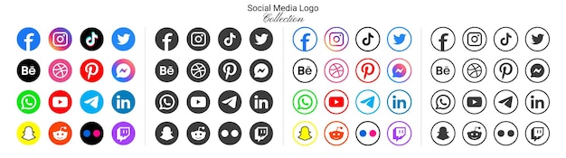 Beliebte Logo-Symbole für soziale Netzwerke Facebook, Instagram, YouTube, Pinterest, Tiktok und usw. Logo-Symbole