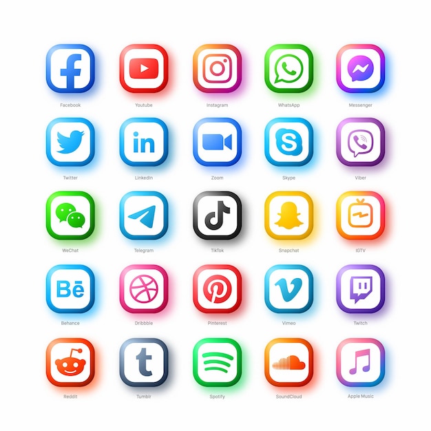 Beliebte social media network web icons vektor set im modernen stil auf weißem hintergrund