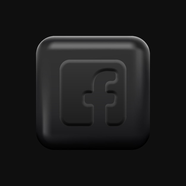 Vektor beliebtes social media 3d-symbol. schwarzes isoliertes f-element. vektorillustration