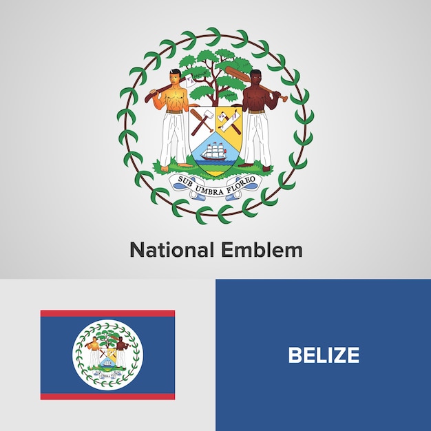 Belize-karten-flagge und nationales emblem