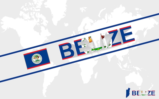 Belize-Kartenflagge und Textillustration