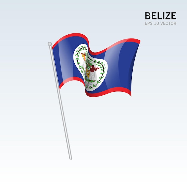 Belize wehende flagge isoliert auf grau