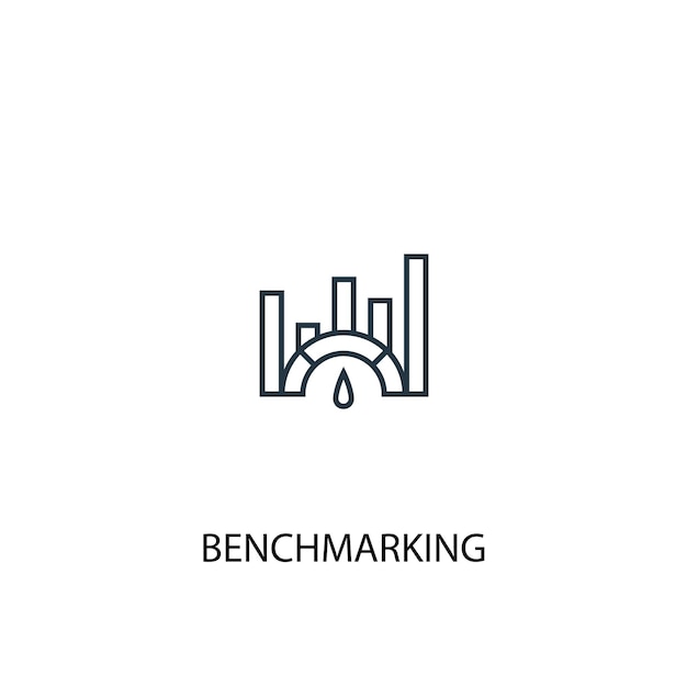 Benchmarking-konzept symbol leitung. einfache elementabbildung. benchmarking-konzept skizziert symboldesign. kann für web- und mobile ui/ux verwendet werden