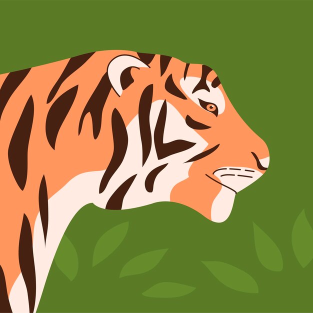 Vektor bengalischer tigerkopf mit wildem naturhintergrund