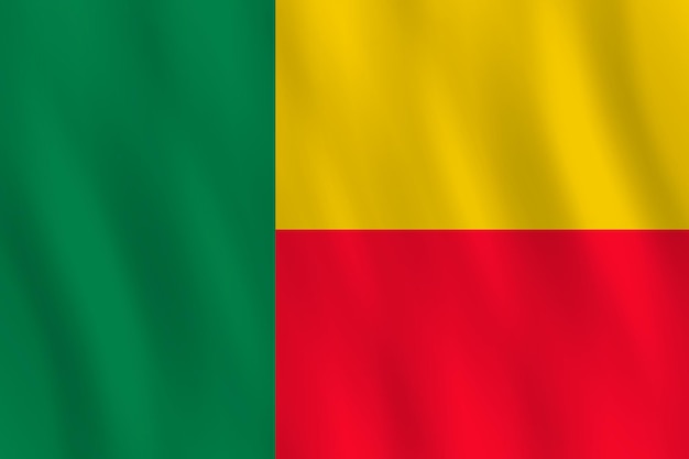 Benin-Flagge mit wehender Wirkung, amtlicher Anteil.