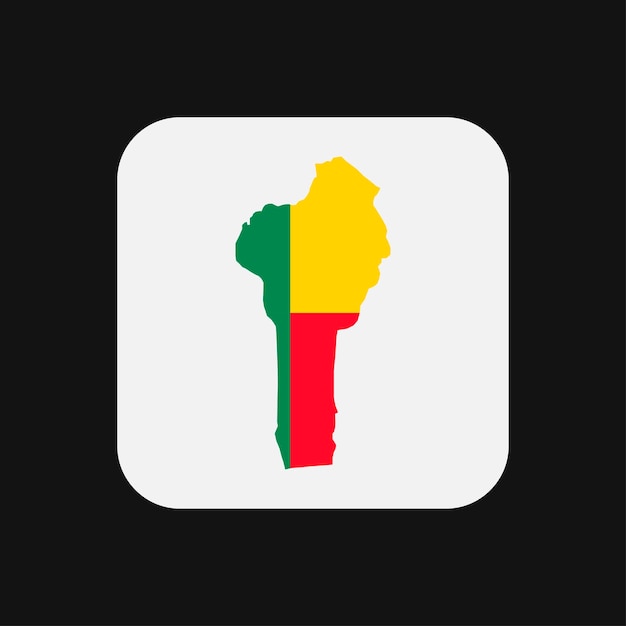 Benin-Kartenschattenbild mit Flagge auf weißem Hintergrund
