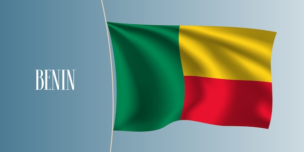 Benin schwenkt Flagge. Kultiges Gestaltungselement als Nationalflagge