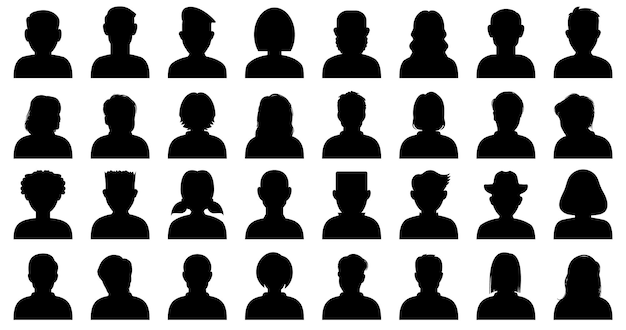 Benutzer-Personen-Silhouette. Schwarze Silhouette-Personen-Avatar. Benutzer-Personen-Symbole. Social-Media-Profil-Avatar-Symbole