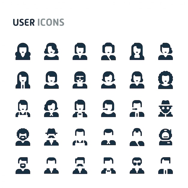 Benutzer- und avatar-icon-set. fillio black icon-serie.