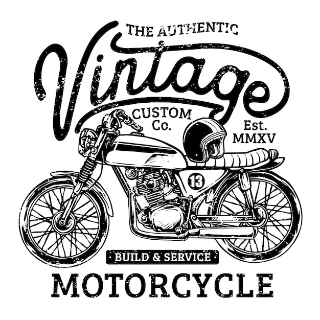 Vektor benutzerdefinierte vintage motorrad garage