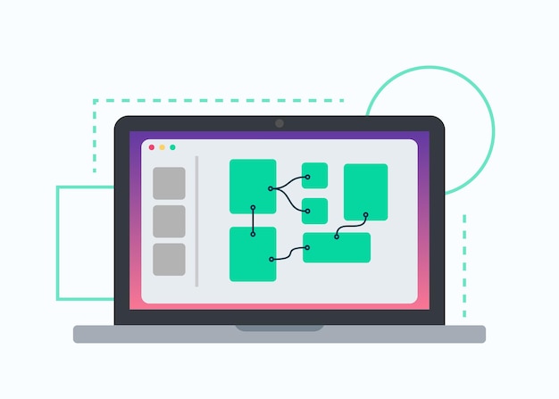 Benutzeroberfläche und Erlebnisdesign UI UX auf Laptop-Konzeptvektorillustration